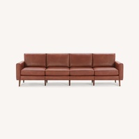 Burrow Nomad Dark Brown Leather 4 Piece Sectional