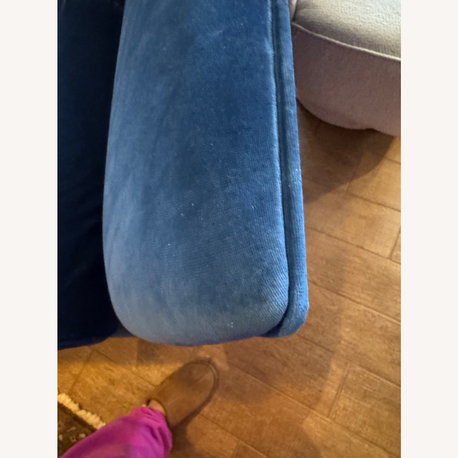 Designer Vintage Blue Velvet Unique Sofa - image-6