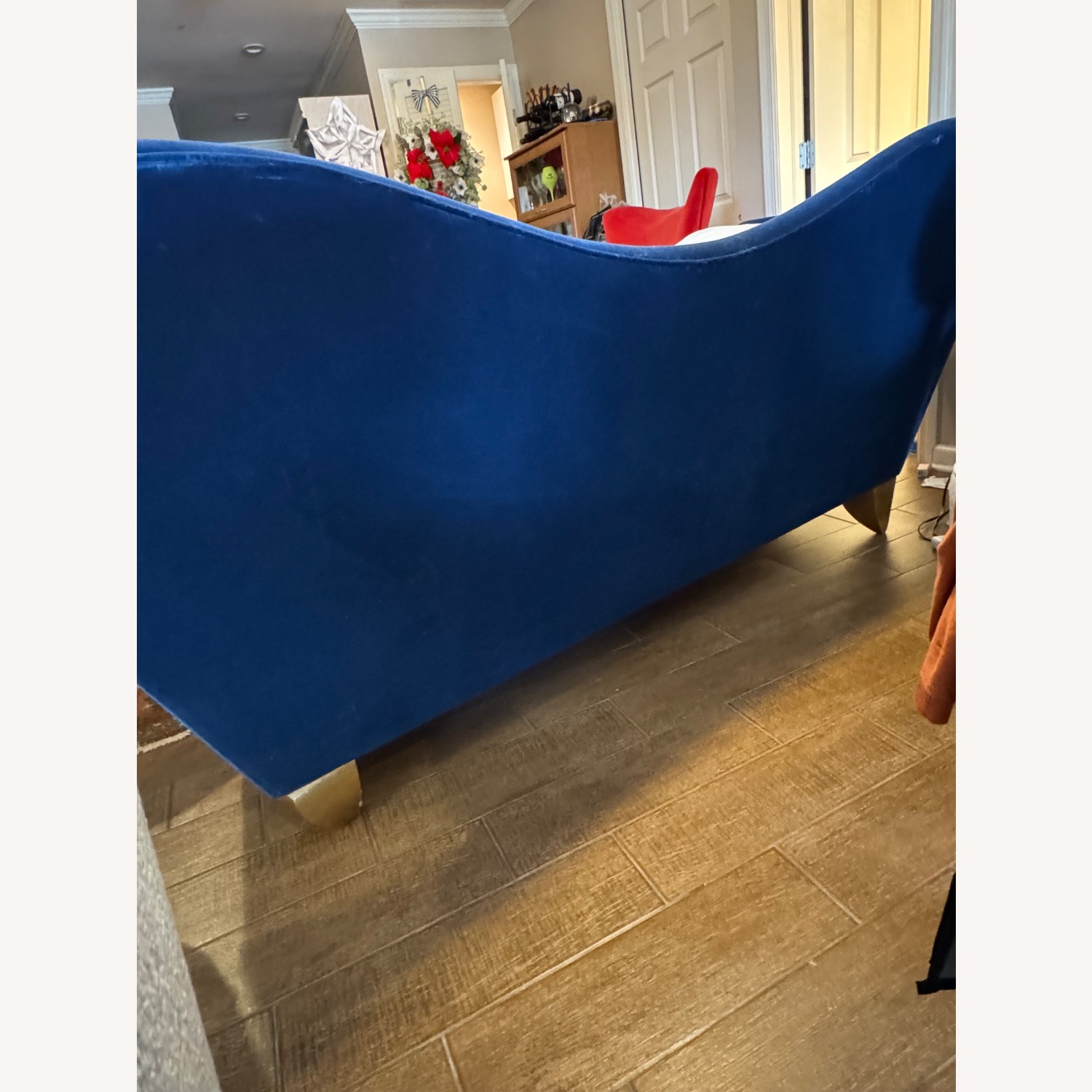 Designer Vintage Blue Velvet Unique Sofa - image-3