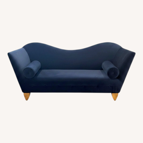 Used Designer Vintage Blue Velvet Unique Sofa for sale on AptDeco