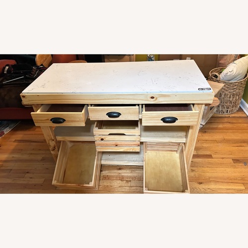 Used Vintage/Antique Natural Wood Kitchen Island for sale on AptDeco