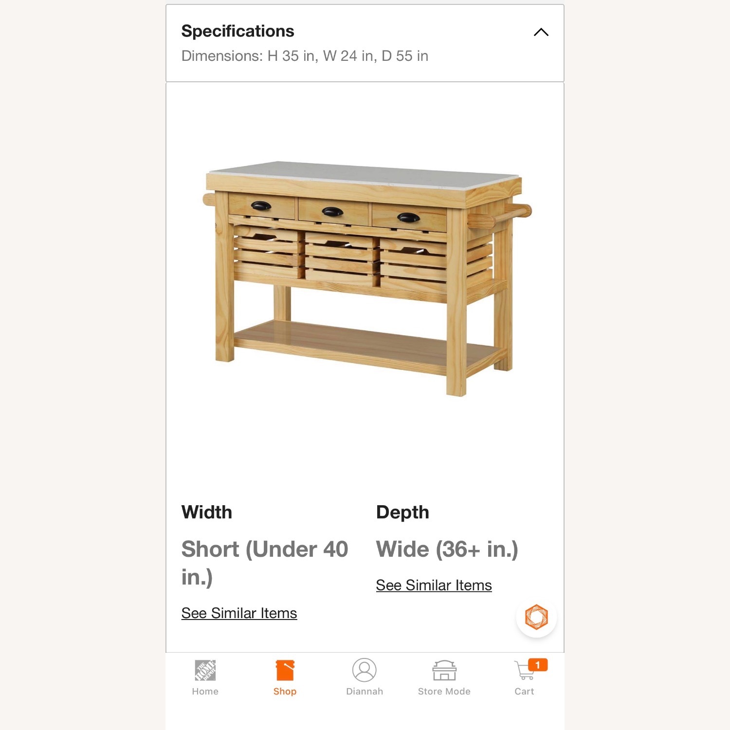 Vintage/Antique Natural Wood Kitchen Island - image-3