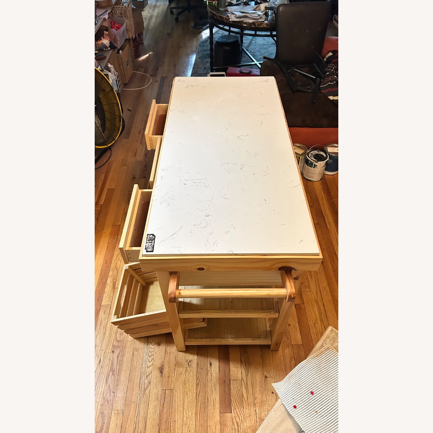 Vintage/Antique Natural Wood Kitchen Island - image-2