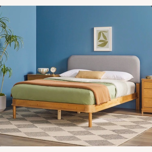 Used Hokku Designs Natural Wood Queen Bed for sale on AptDeco