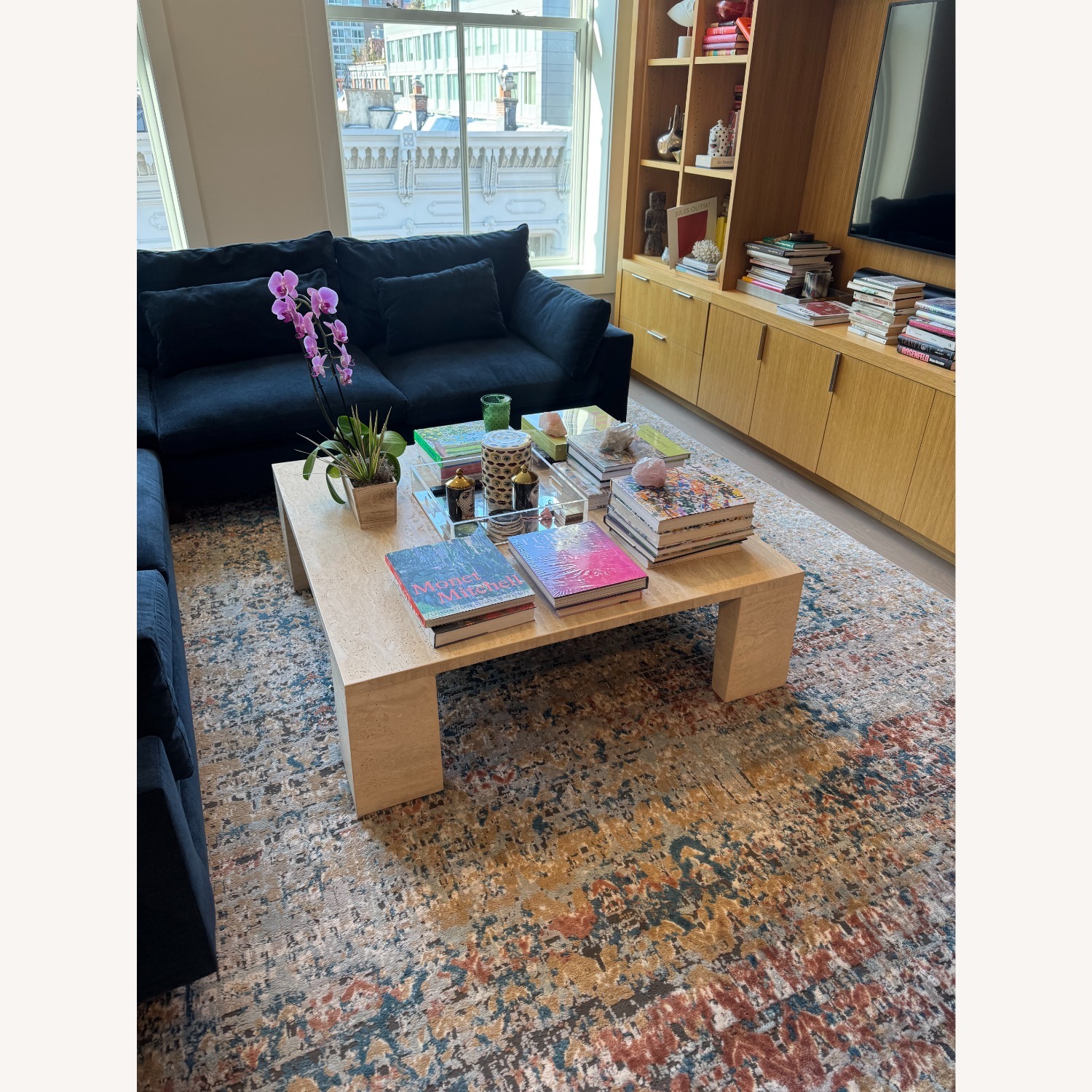 Restoration Hardware Wyeth Travertine Coffee Table - image-1