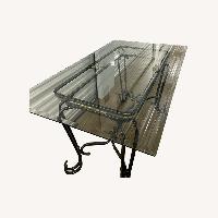 Metal Glass Top Console Table