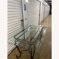 Metal Glass Top Console Table