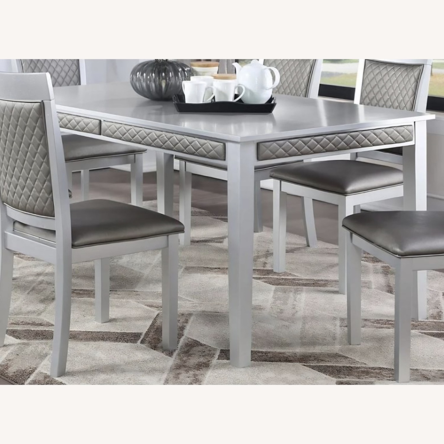 Dinec Silver Wood Dining 6 Chairs+Table - image-1