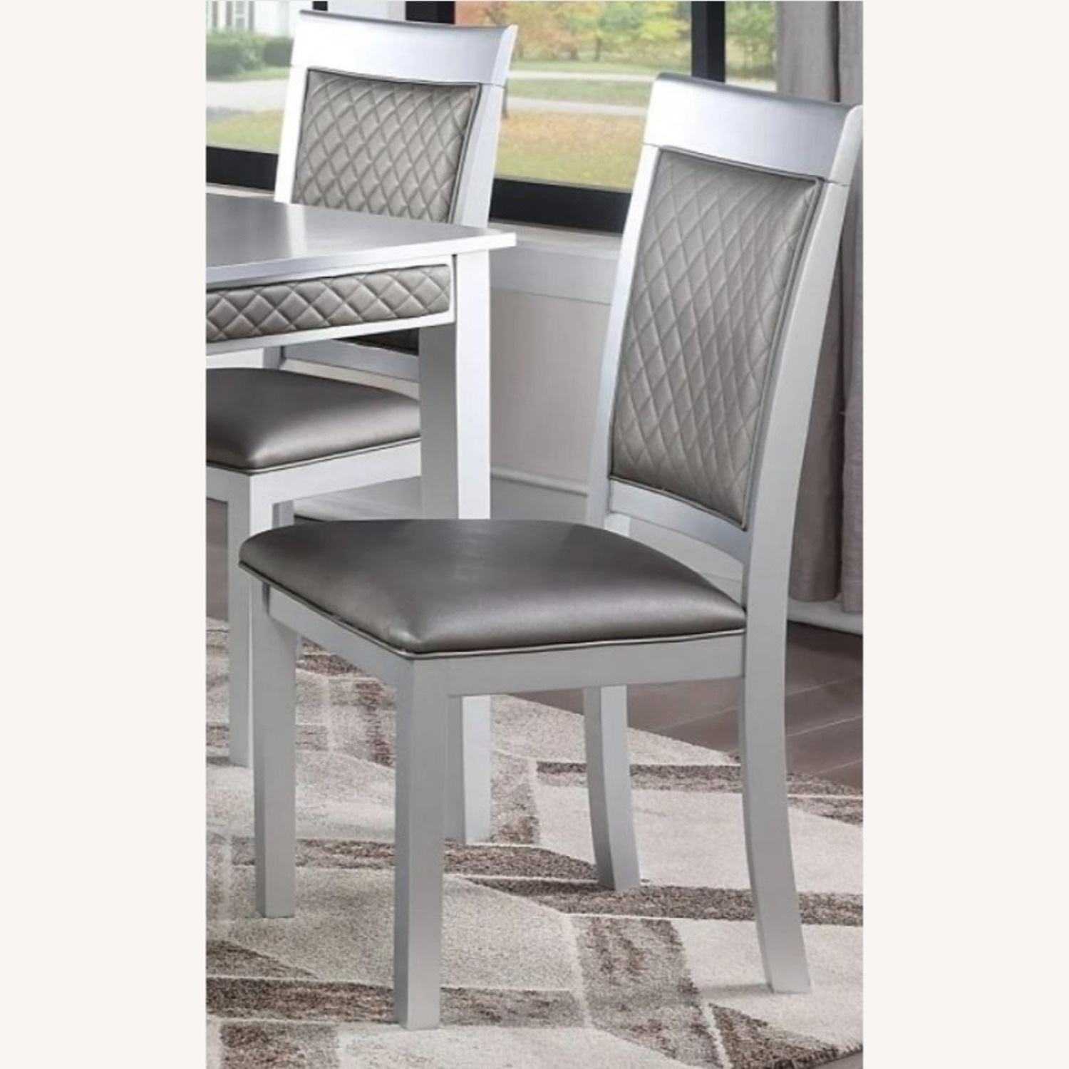 Dinec Silver Wood Dining 6 Chairs+Table - image-2