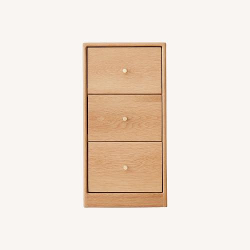 Used Solid Oak Natural Wood Nightstand - 3 Drawers for sale on AptDeco