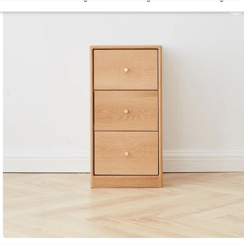 Used Solid Oak Natural Wood Nightstand - 3 Drawers for sale on AptDeco