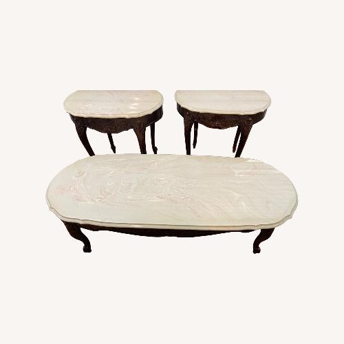 Used Dark Brown 3 piece Marble Cocktail Table Set for sale on AptDeco