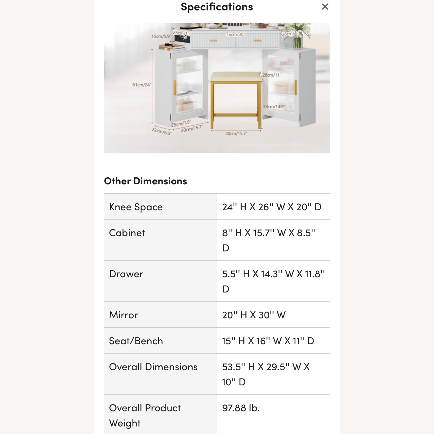 White Vanity with Lights  - image-11