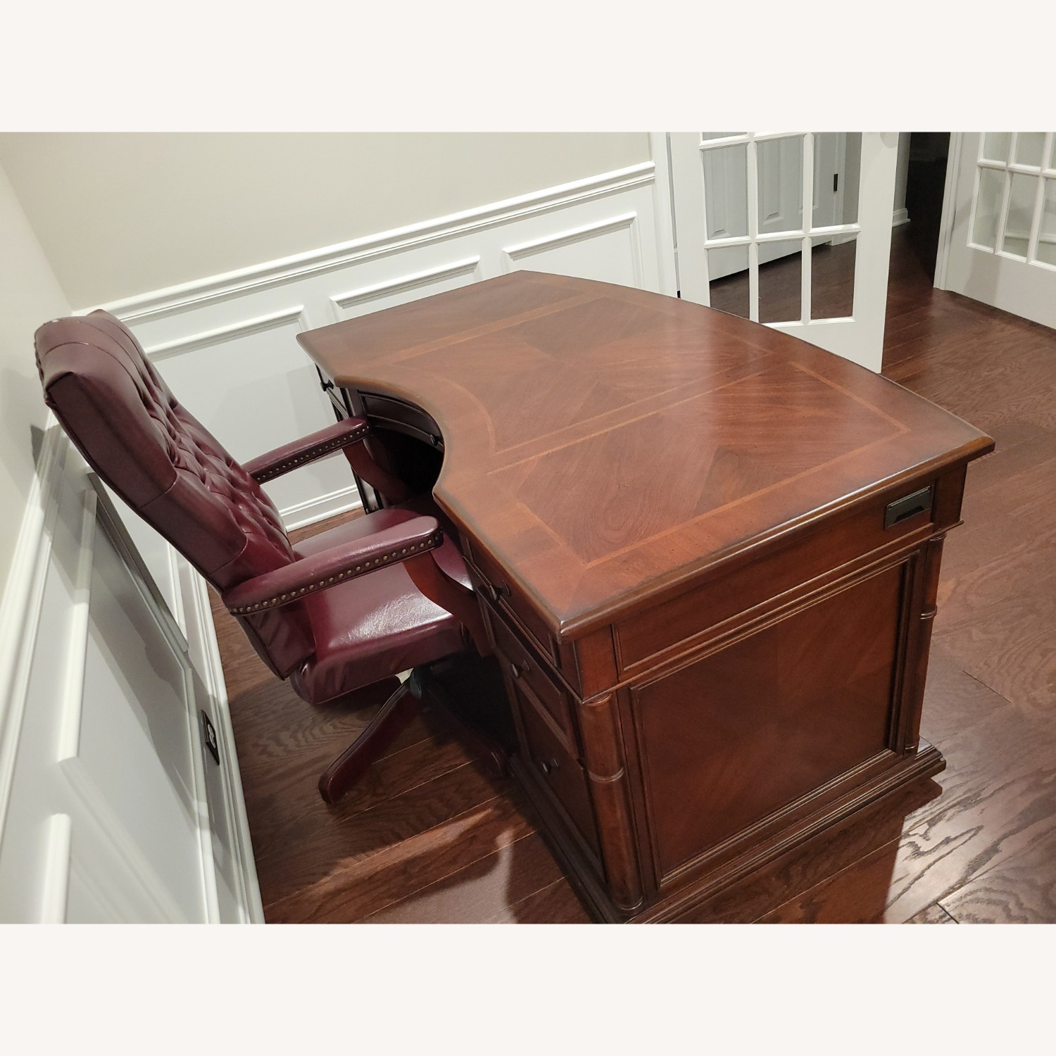 Havertys Dark Brown Wood Office Chair - image-5