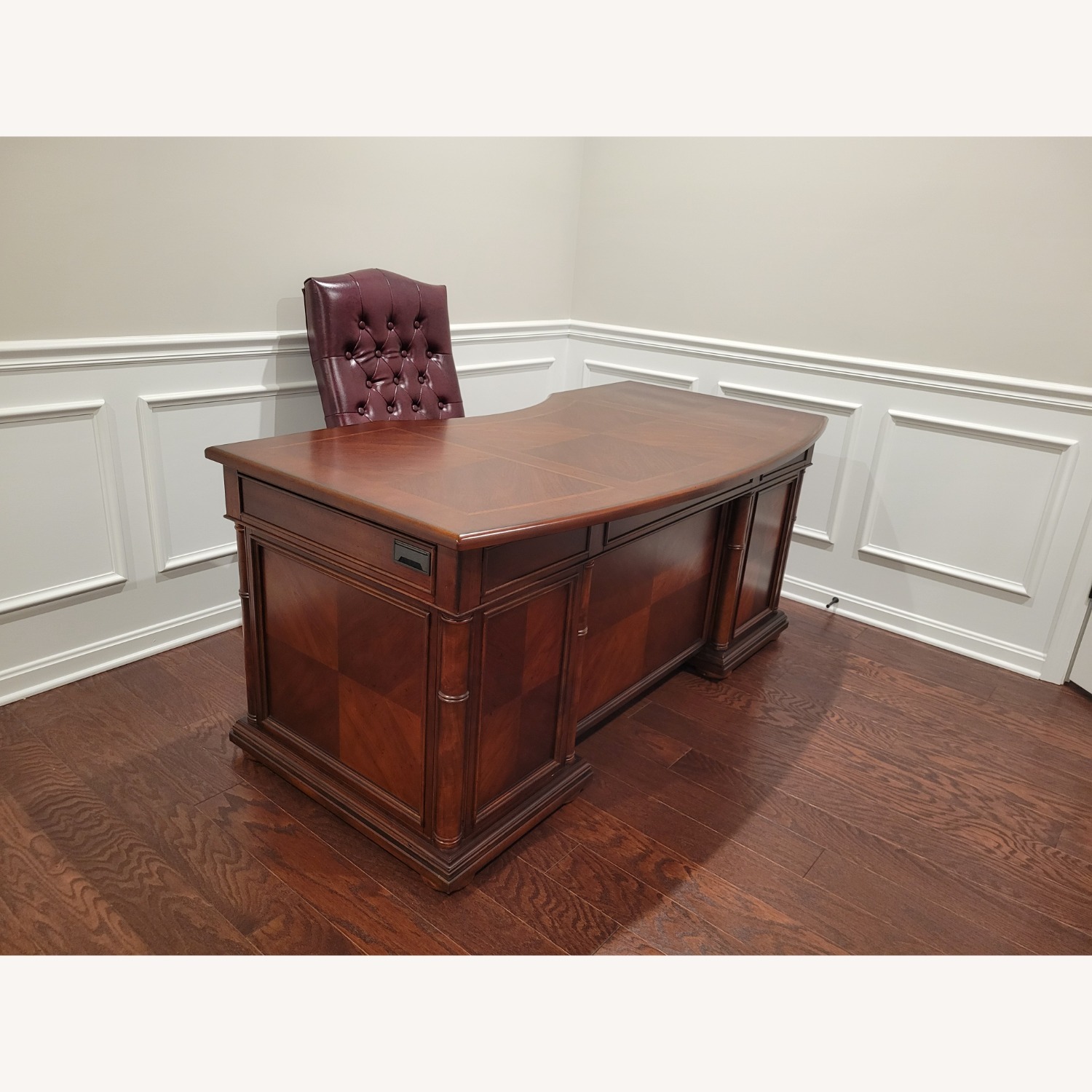 Havertys Dark Brown Wood Office Chair - image-2