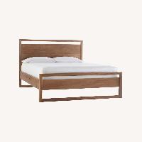 Crate & Barrel Linea Natural Wood Queen Bed