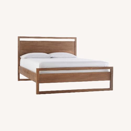 Used Crate & Barrel Linea Natural Wood Queen Bed for sale on AptDeco