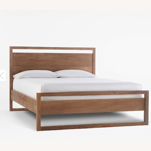 Used Crate & Barrel Linea Natural Wood Queen Bed for sale on AptDeco