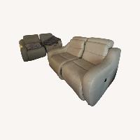 White Leather 3+ Seater Sofa