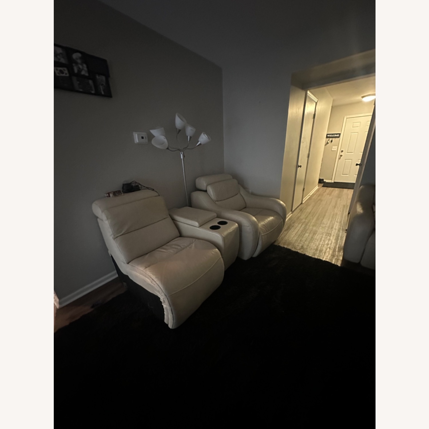 White Leather 3+ Seater Sofa - image-3