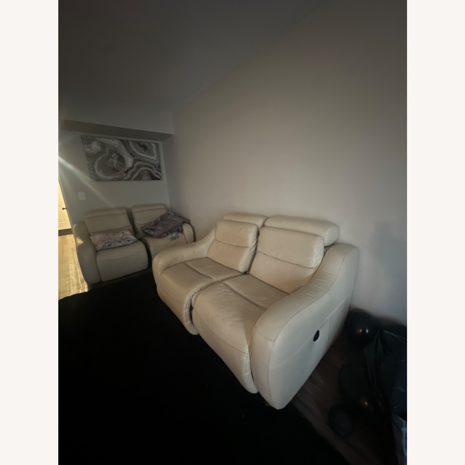 White Leather 3+ Seater Sofa - image-1