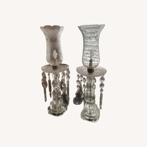 Used Pair of Vintage Crystal Electric Hurricane Lamps for sale on AptDeco
