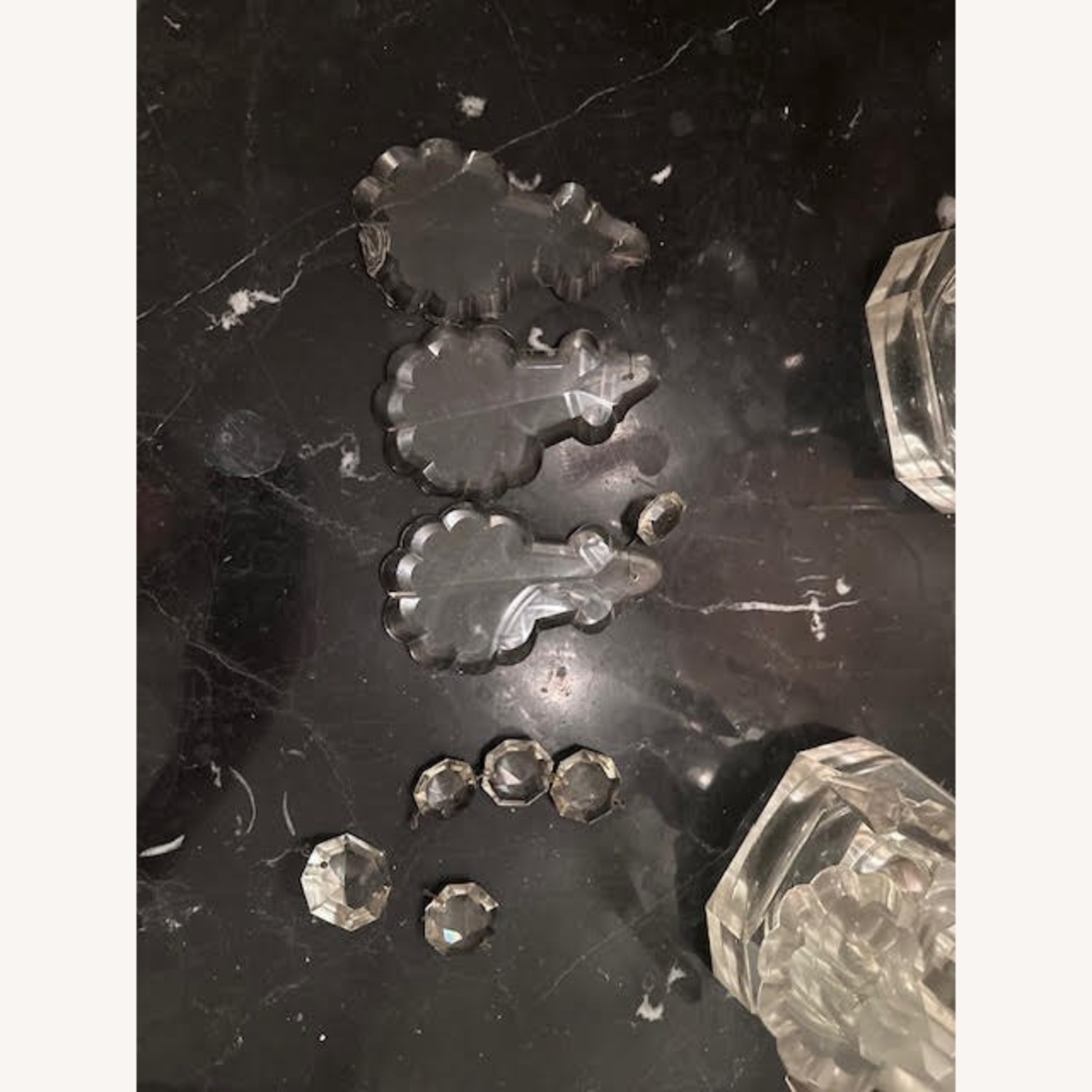 Pair of Vintage Crystal Electric Hurricane Lamps - image-3