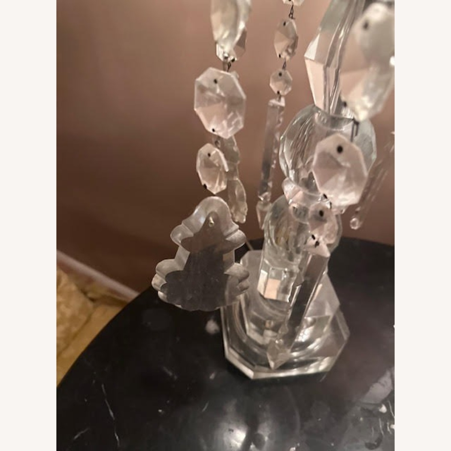 Pair of Vintage Crystal Electric Hurricane Lamps - image-2