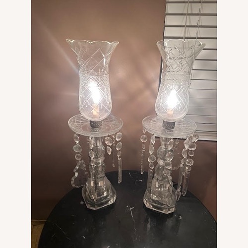 Used Pair of Vintage Crystal Electric Hurricane Lamps for sale on AptDeco