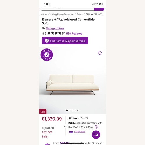 Used Elsmere 81" Upholstered Convertible Sofa for sale on AptDeco