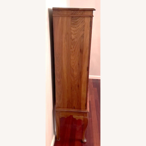Used Antique Queen Anne Glass Door Cherry Wood Bookcase for sale on AptDeco