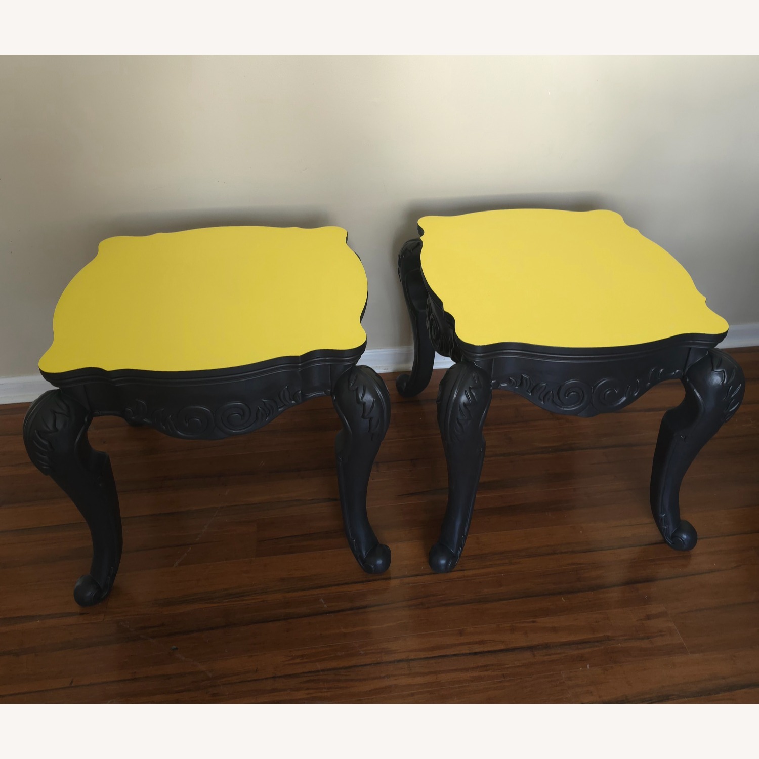 Pair of Sculptural Black & Yellow Side Tables - image-3