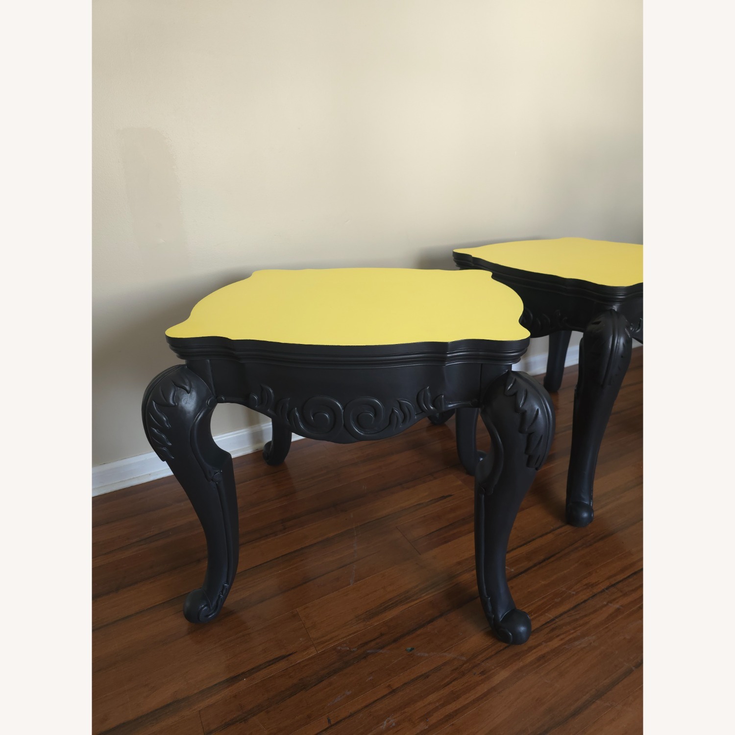 Pair of Sculptural Black & Yellow Side Tables - image-2