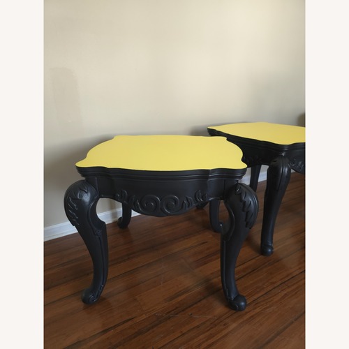 Used Pair of Sculptural Black & Yellow Side Tables for sale on AptDeco