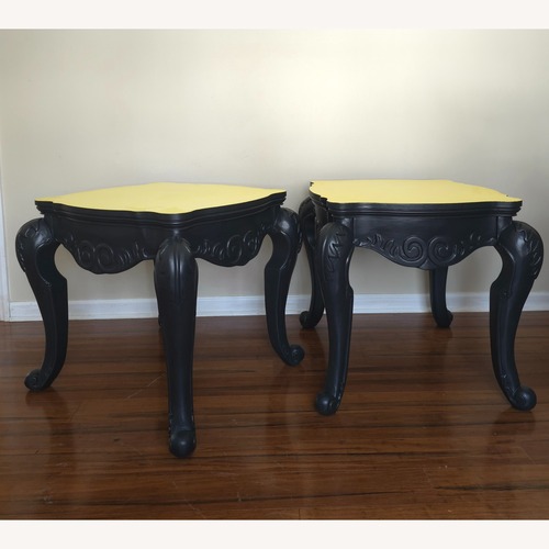 Used Pair of Sculptural Black & Yellow Side Tables for sale on AptDeco