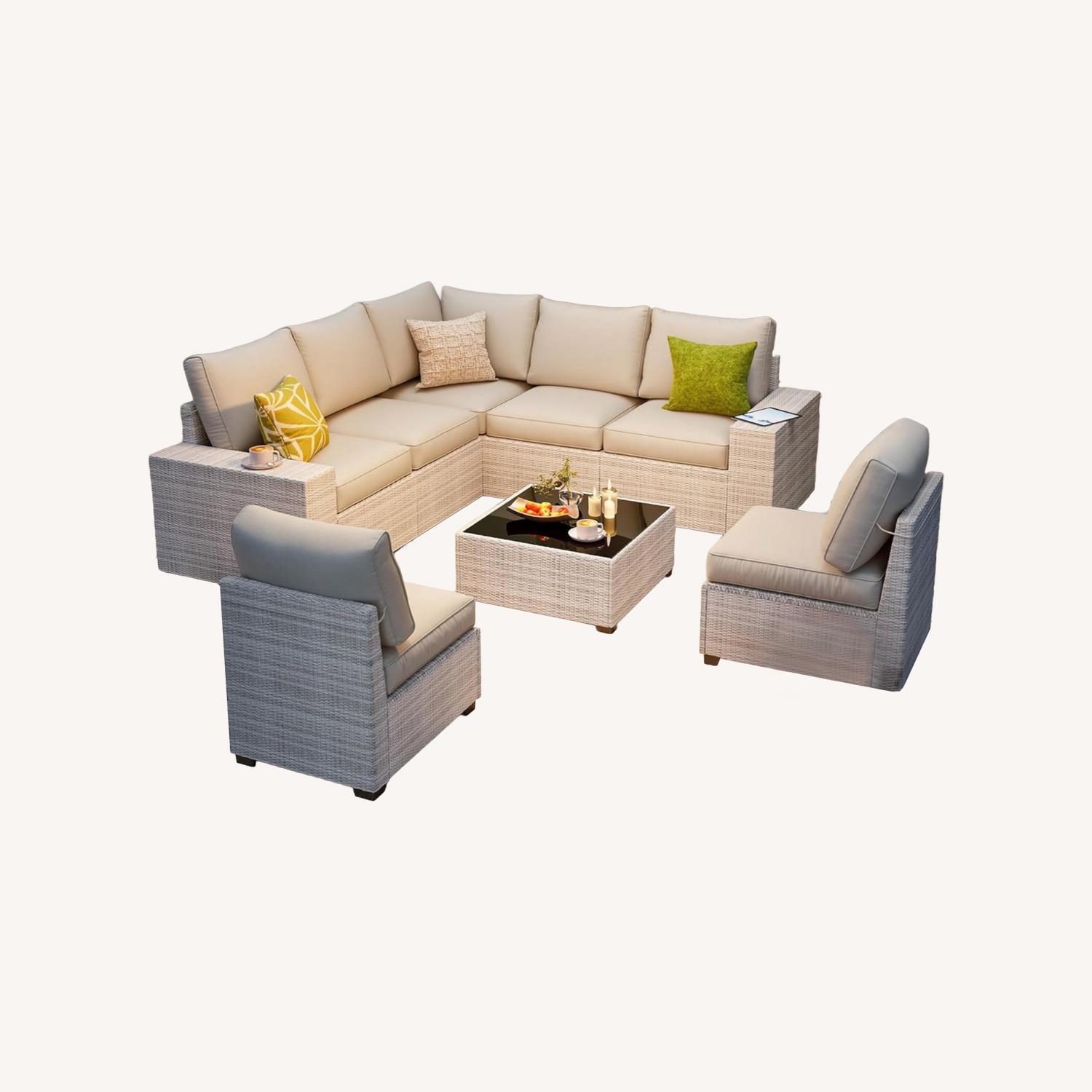 Light Gray Rattan Patio Furniture - image-0