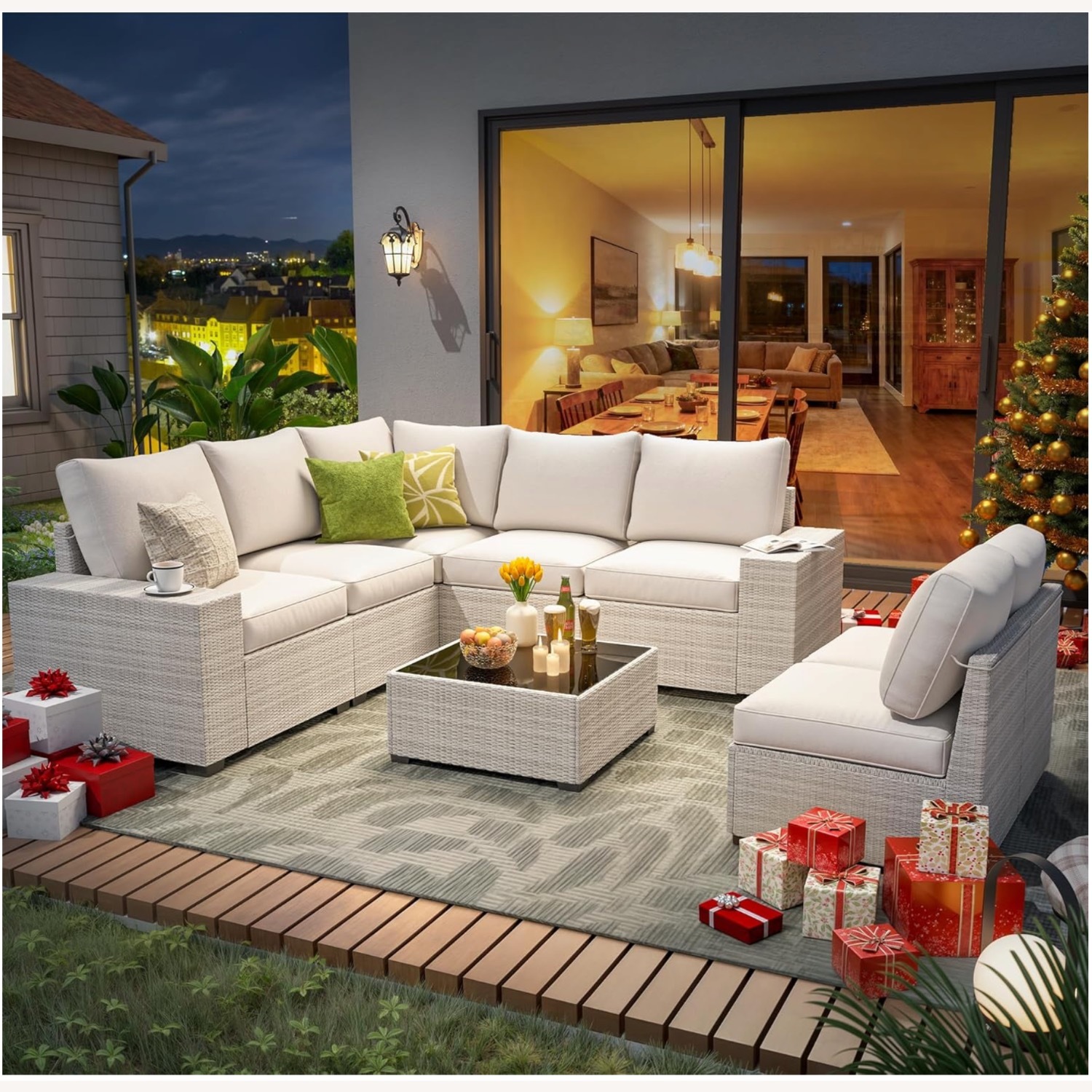 Light Gray Rattan Patio Furniture - image-2