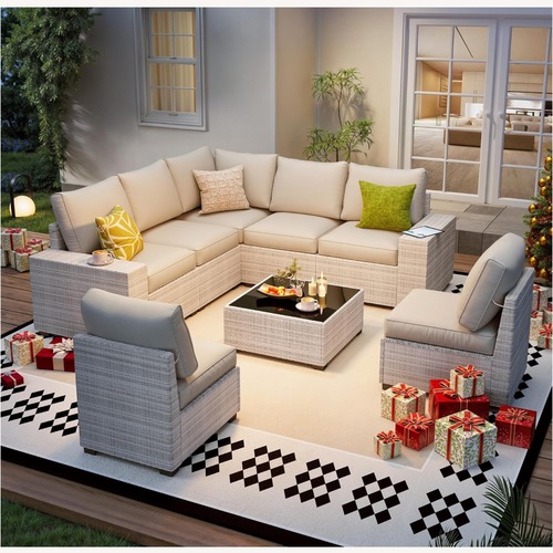 Used Light Gray Rattan Patio Furniture for sale on AptDeco