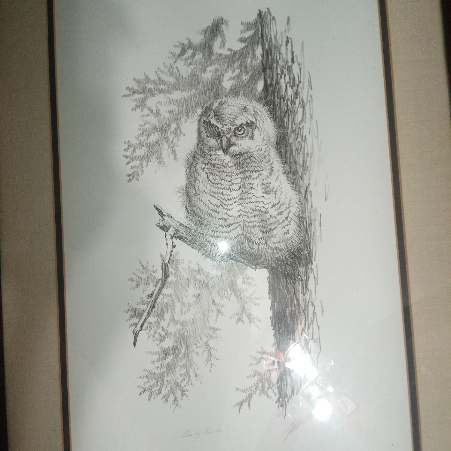 Vintage/Antique Baby Bubo Wall Art - image-1