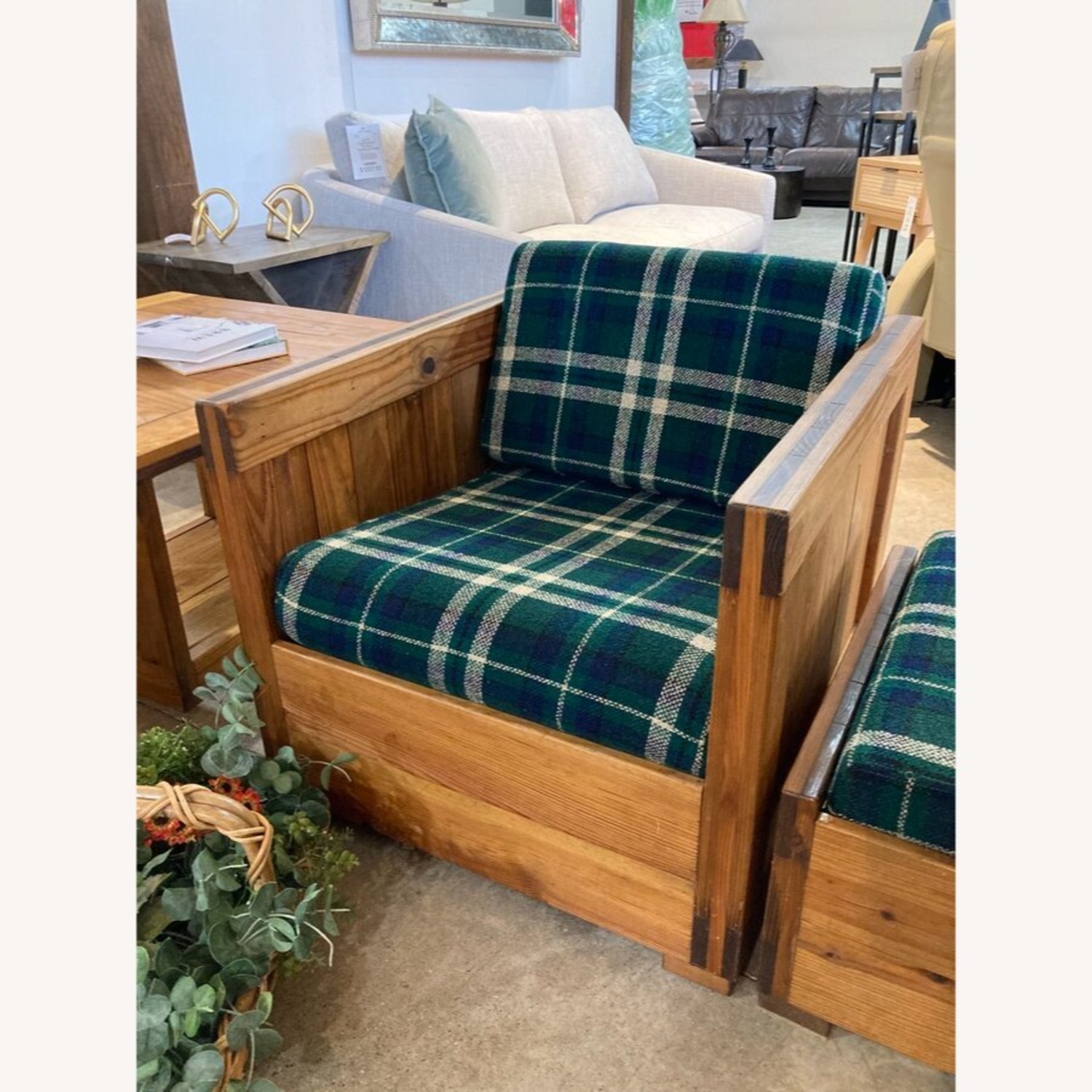 This End Up Plaid Pattern Classic Chair W Ottoman - image-13