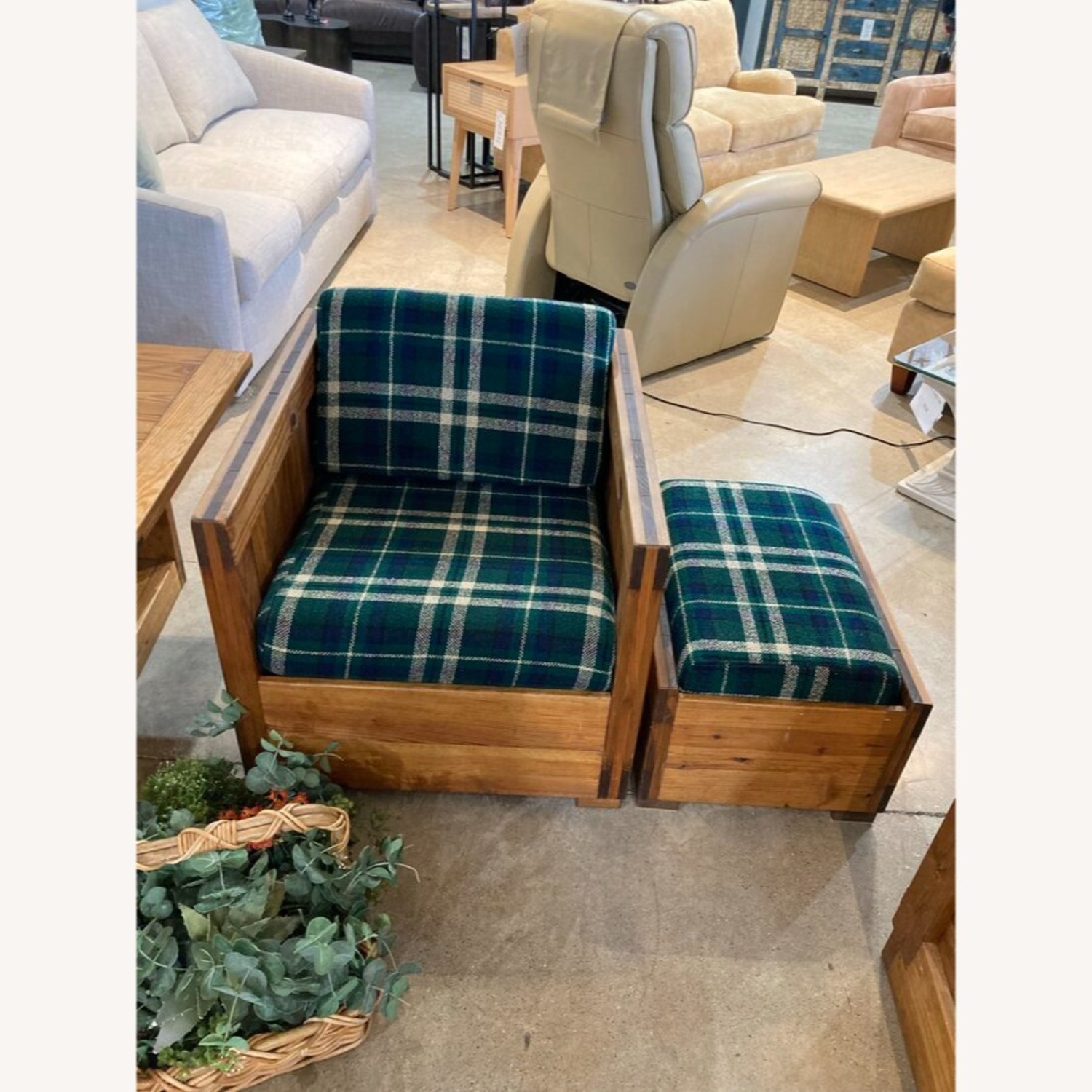 This End Up Plaid Pattern Classic Chair W Ottoman - image-2