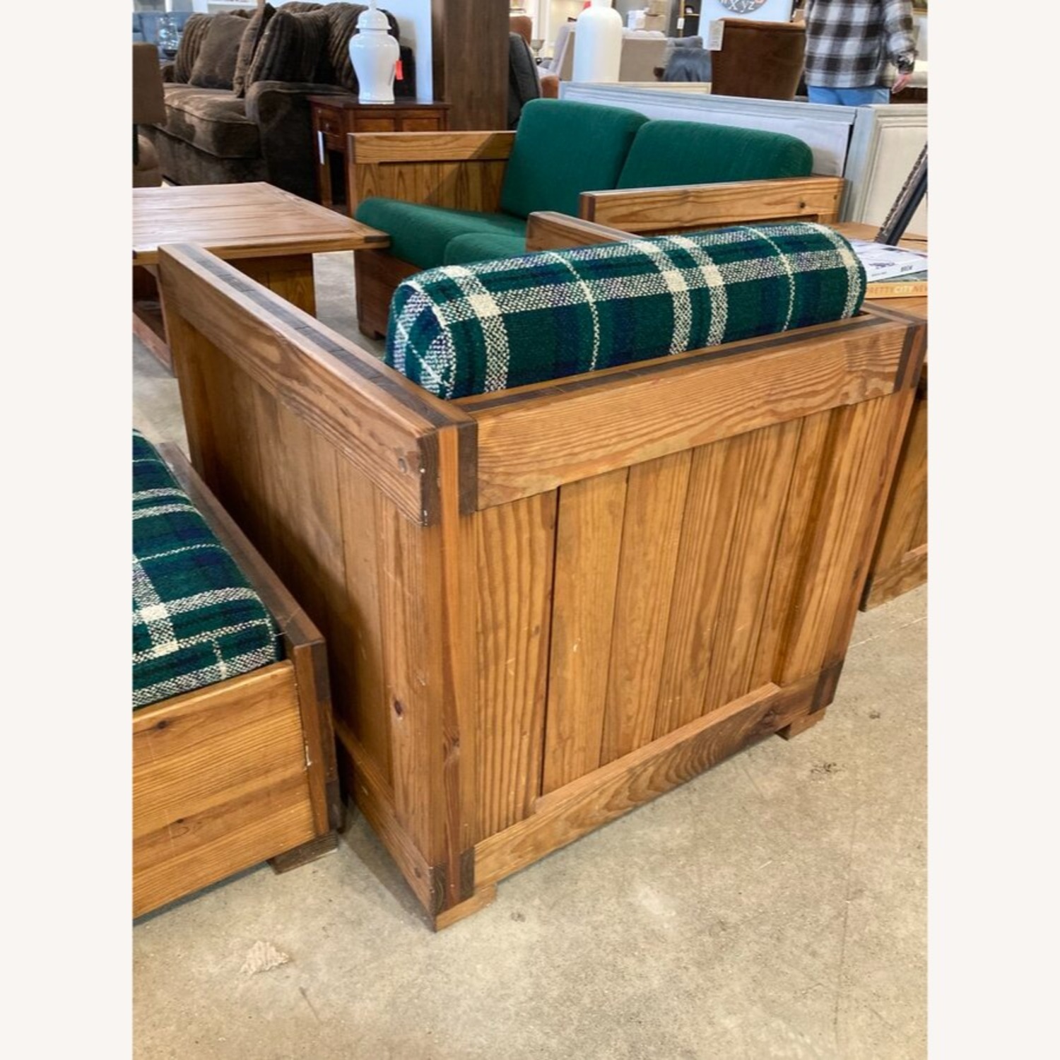 This End Up Plaid Pattern Classic Chair W Ottoman - image-9