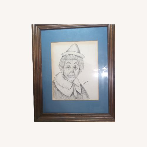 Used Vintage/Antique Finds Hand Drawn Clown Wall Art for sale on AptDeco