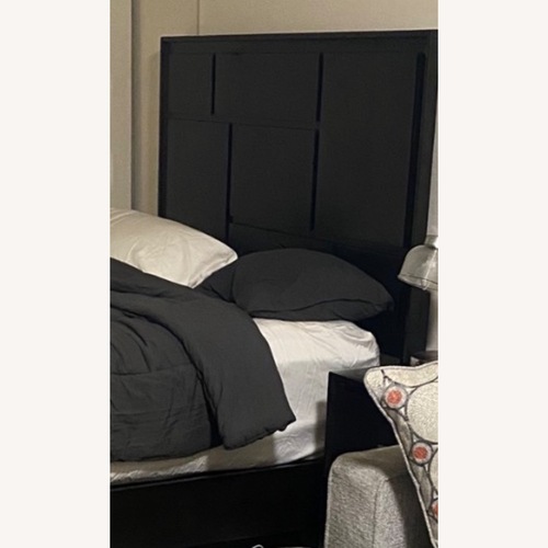 Used Raymour & Flanigan Dark Brown Queen Platform Bed for sale on AptDeco