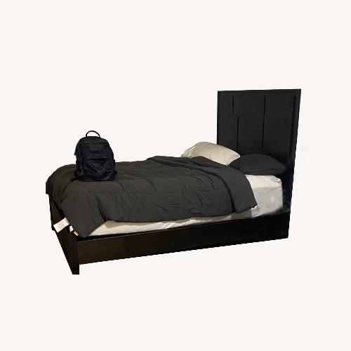 Used Raymour & Flanigan Dark Brown Queen Platform Bed for sale on AptDeco