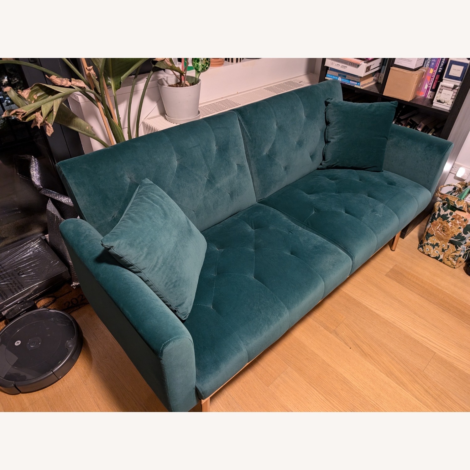 63" Mid Century Modern Velvet Futon - image-2