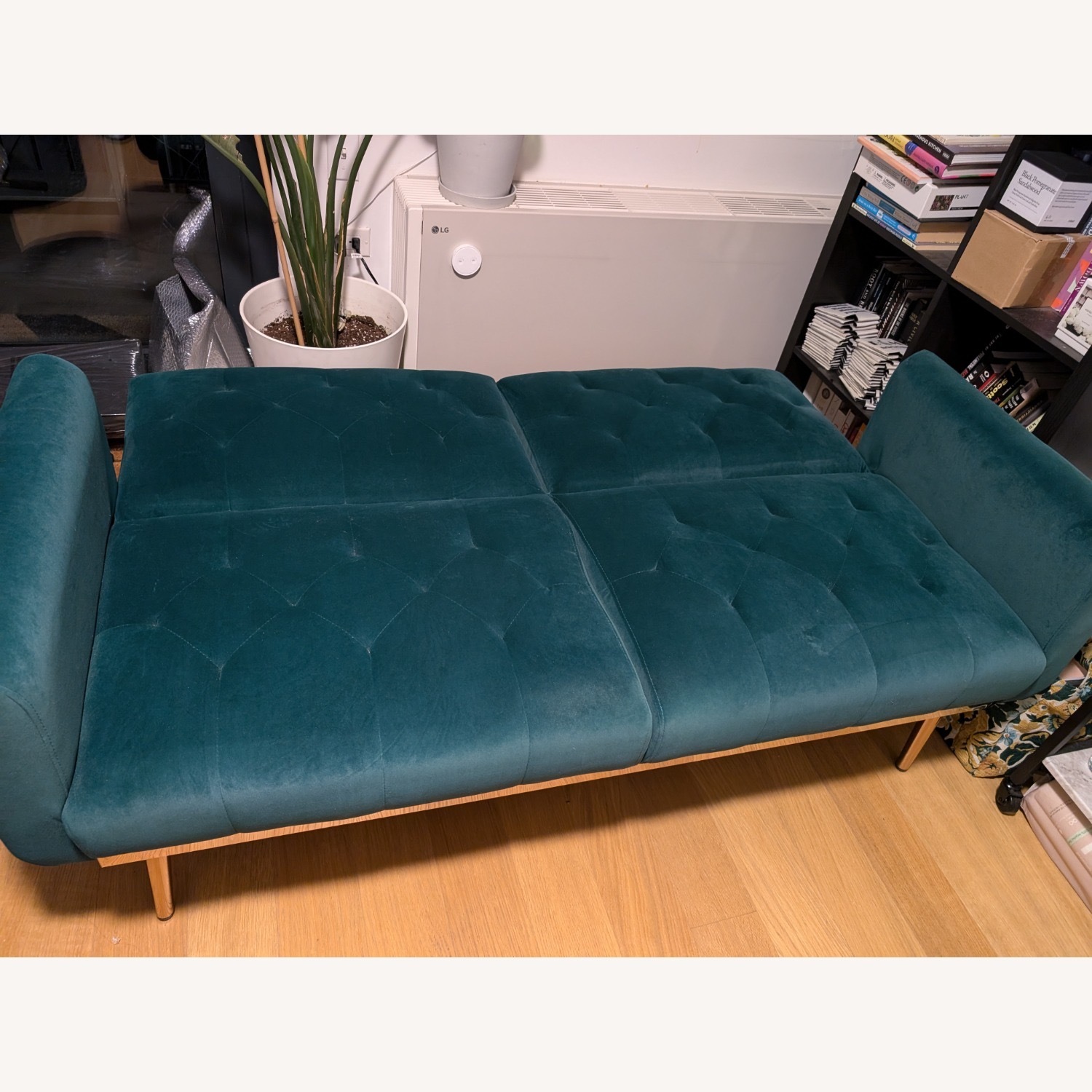 63" Mid Century Modern Velvet Futon - image-4