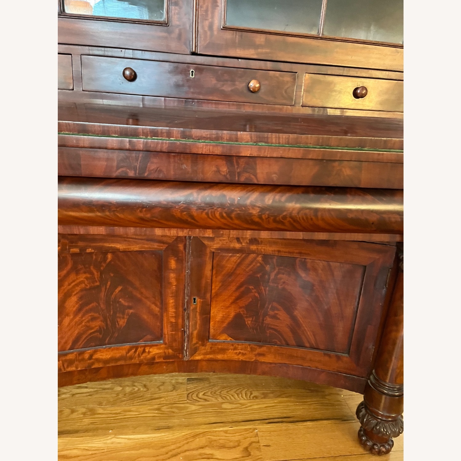 Antique 19th C. Empire Flame Mahogany Secretary - image-21
