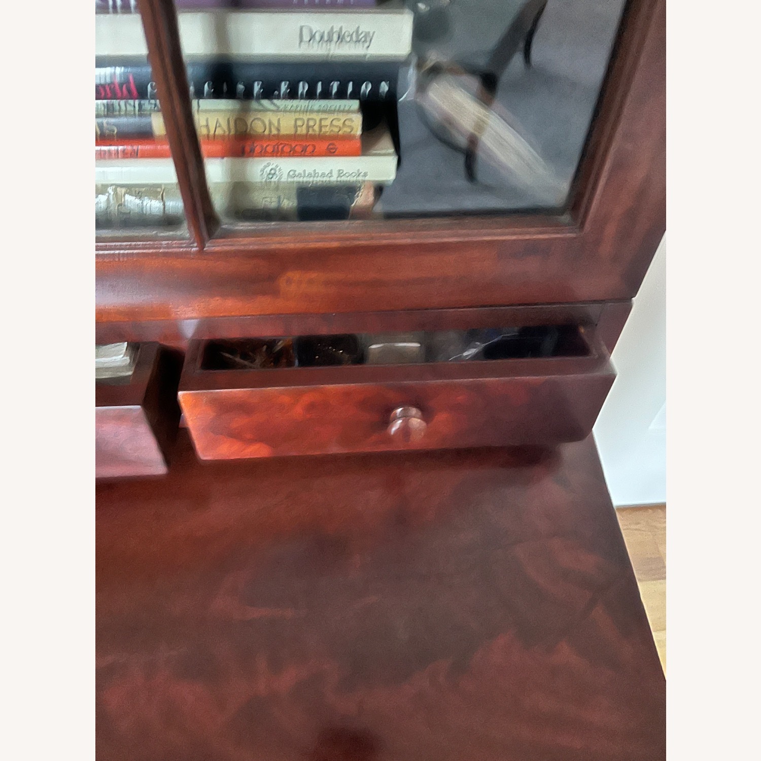 Antique 19th C. Empire Flame Mahogany Secretary - image-9