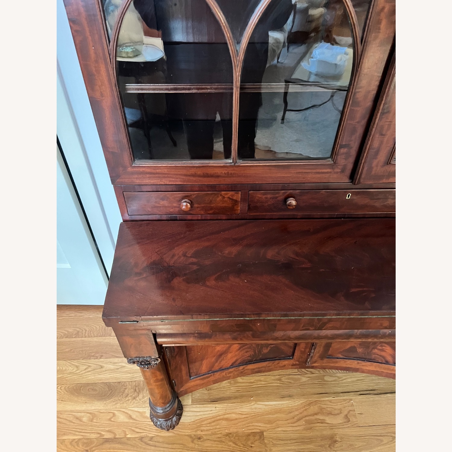 Antique 19th C. Empire Flame Mahogany Secretary - image-18